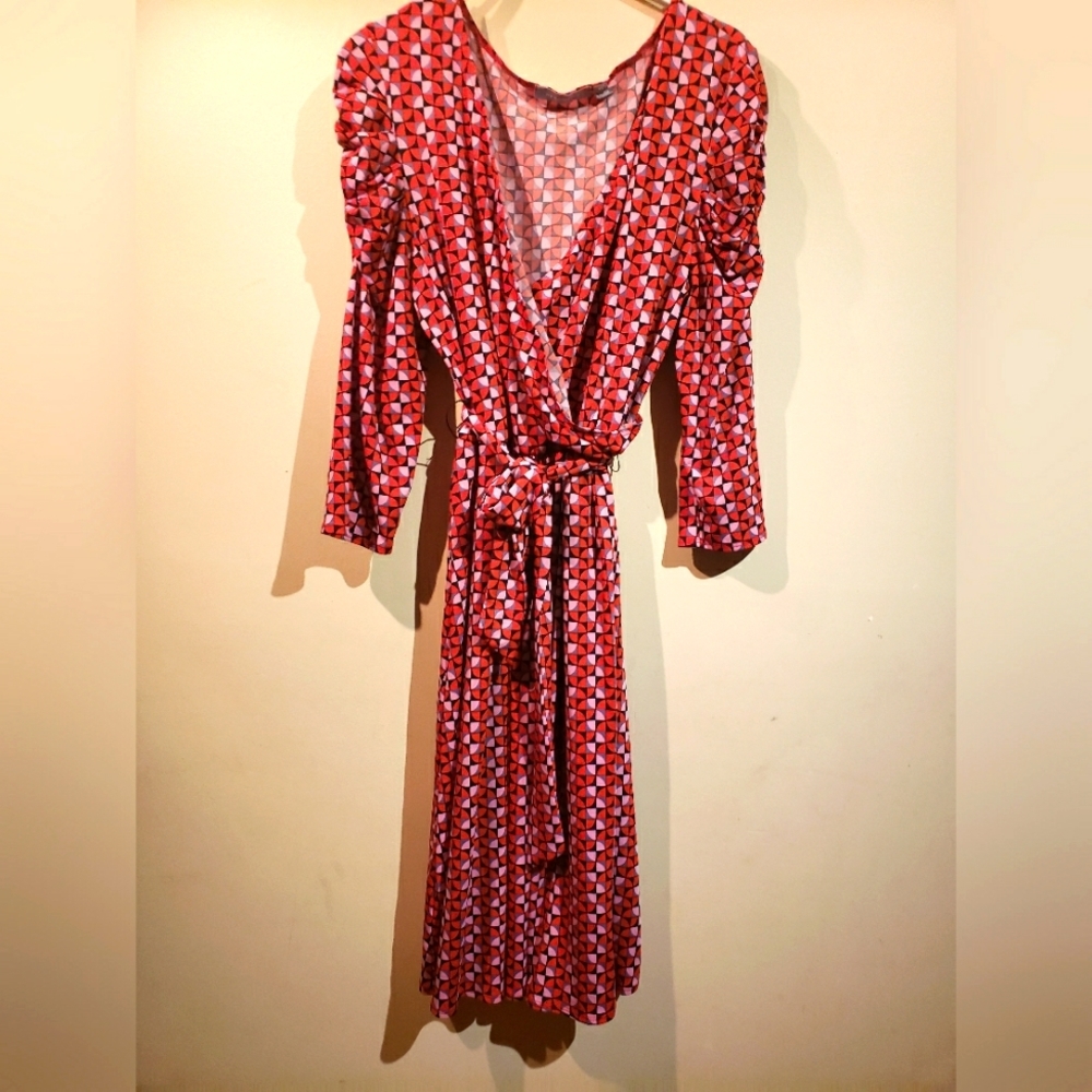 My Collections Multi Color Geometric-print foe wrap Dress